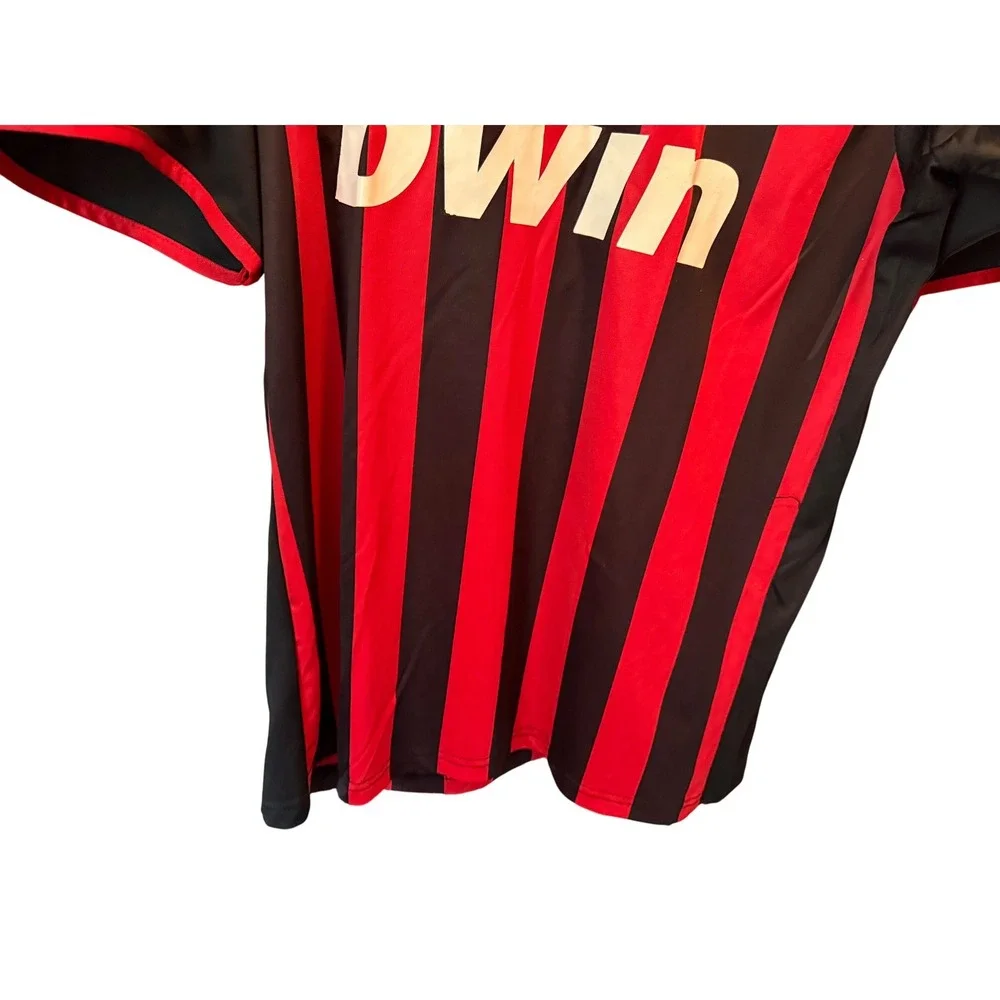 VTG Adidas AC Milan 2009-10 Home Jersey Onyewu 14 Red Black Soccer Shirt Mens XL